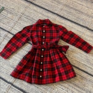 Polo Ralph Lauren red and black Plaid Cotton Twill Shirtdress size 3T